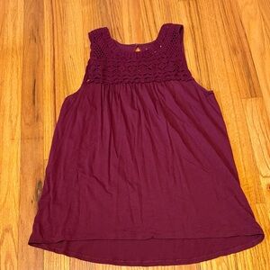 LOFT Burgundy Crochet Tank Top